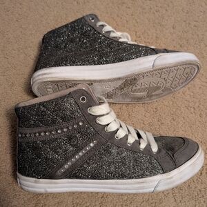 Guess Sparkly Gray High-Top Sneakers